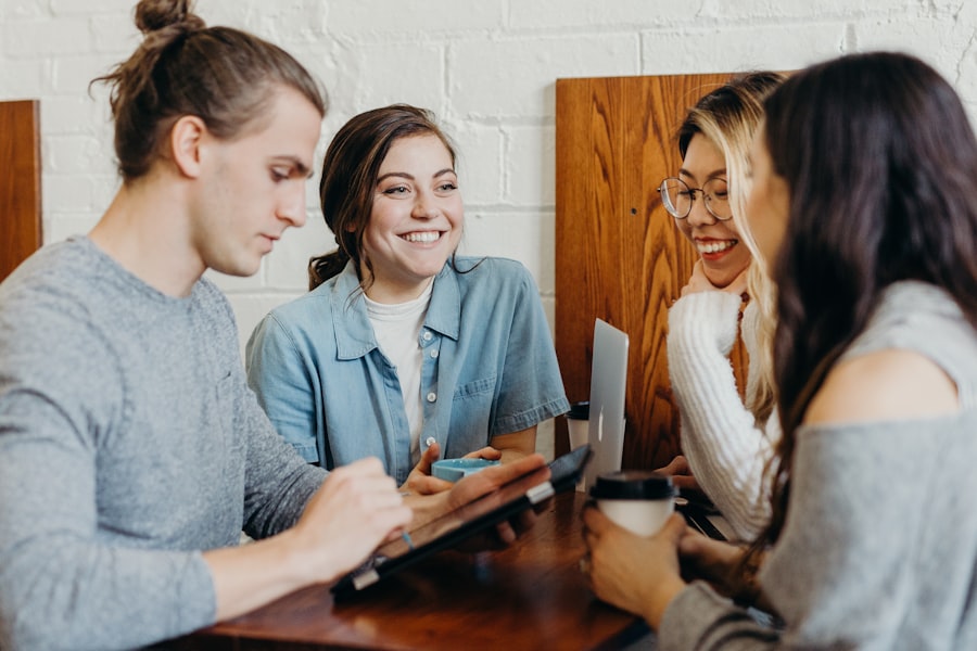A brokerage team sharing a laugh in a meeting